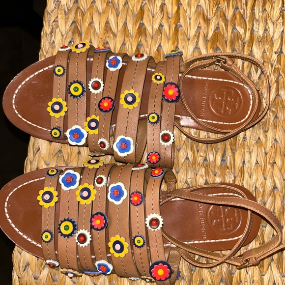 Tory Burch Marguerite Beaded Strappy Flat Sandal Sz 6.5 - Picture 6 of 6